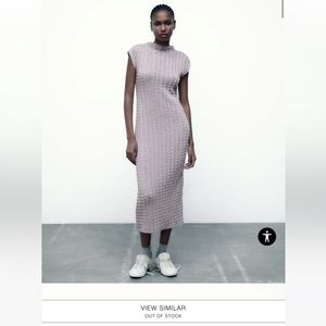 Zara Textured Dress New with Tags! Sleeveless high collar long dress. Size: L